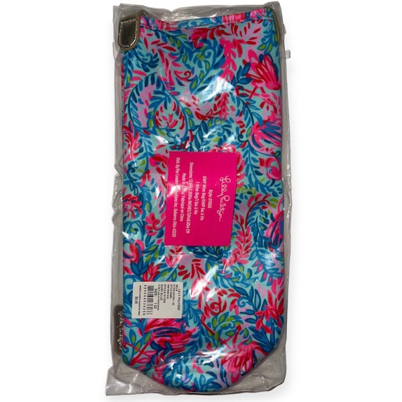 LILLY PULITZER Insulted Wine Bag Surf Blue Flim Flam Neoprene Gold Handle NWT - Picture 5 of 8